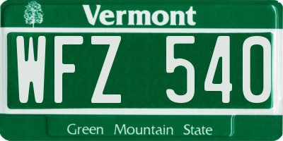 VT license plate WFZ540