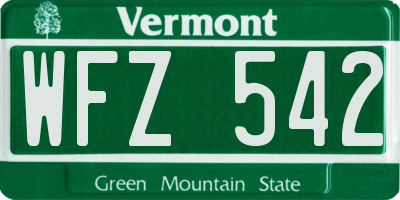 VT license plate WFZ542