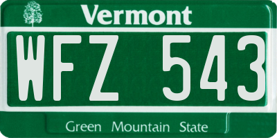 VT license plate WFZ543