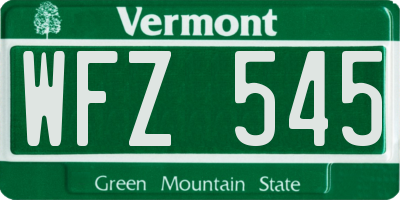 VT license plate WFZ545
