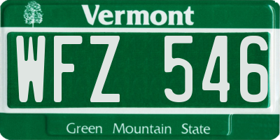VT license plate WFZ546