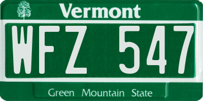 VT license plate WFZ547