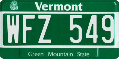 VT license plate WFZ549