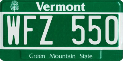 VT license plate WFZ550