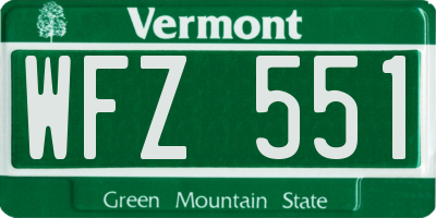 VT license plate WFZ551