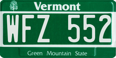 VT license plate WFZ552