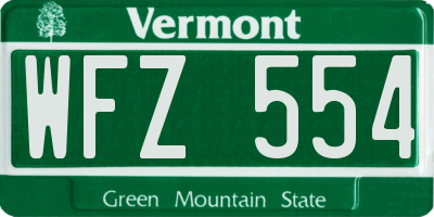 VT license plate WFZ554