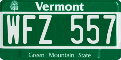 VT license plate WFZ557