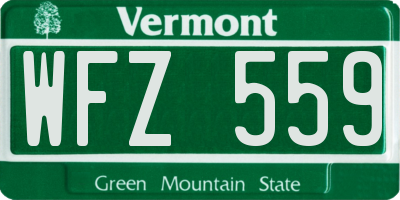 VT license plate WFZ559