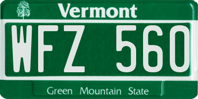 VT license plate WFZ560