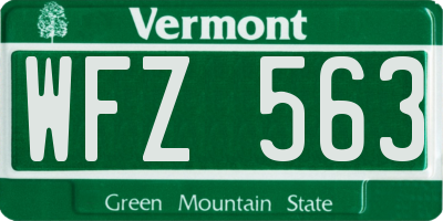 VT license plate WFZ563