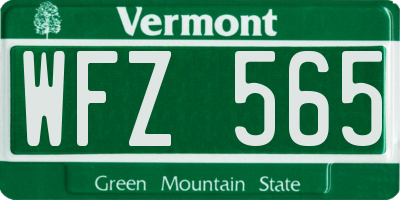VT license plate WFZ565