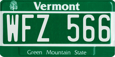 VT license plate WFZ566