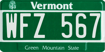 VT license plate WFZ567