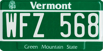 VT license plate WFZ568