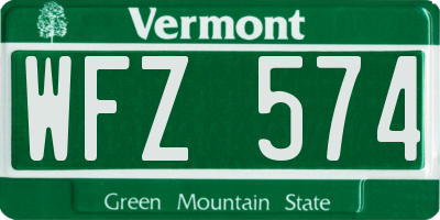 VT license plate WFZ574