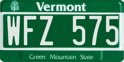 VT license plate WFZ575