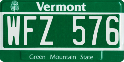 VT license plate WFZ576