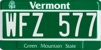 VT license plate WFZ577