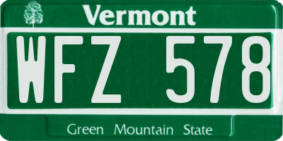 VT license plate WFZ578