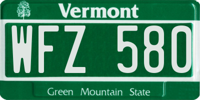 VT license plate WFZ580