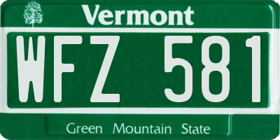 VT license plate WFZ581