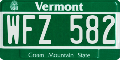 VT license plate WFZ582
