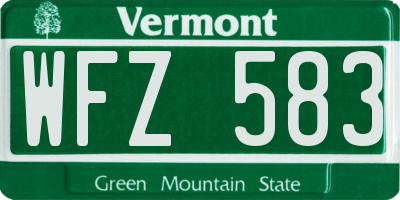 VT license plate WFZ583
