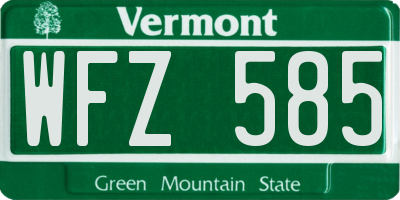 VT license plate WFZ585