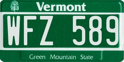 VT license plate WFZ589