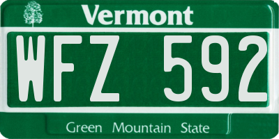 VT license plate WFZ592