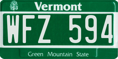 VT license plate WFZ594