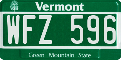 VT license plate WFZ596