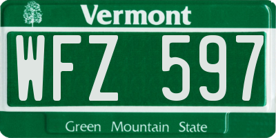 VT license plate WFZ597