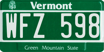 VT license plate WFZ598