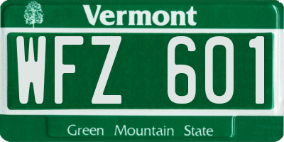 VT license plate WFZ601