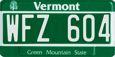 VT license plate WFZ604