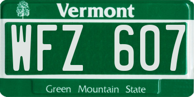 VT license plate WFZ607