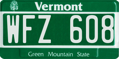 VT license plate WFZ608