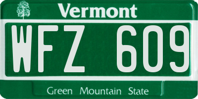 VT license plate WFZ609