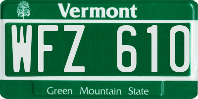 VT license plate WFZ610