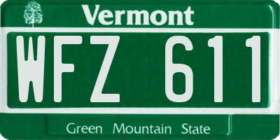 VT license plate WFZ611