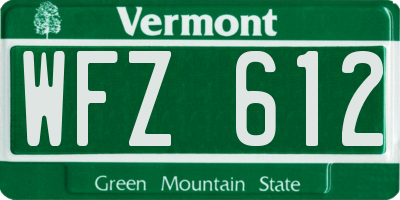 VT license plate WFZ612