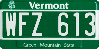 VT license plate WFZ613