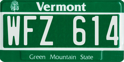 VT license plate WFZ614