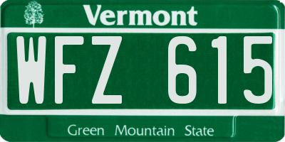 VT license plate WFZ615