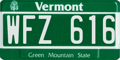 VT license plate WFZ616