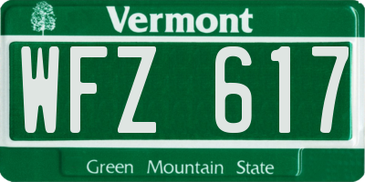 VT license plate WFZ617