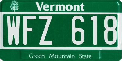 VT license plate WFZ618