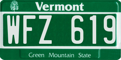 VT license plate WFZ619